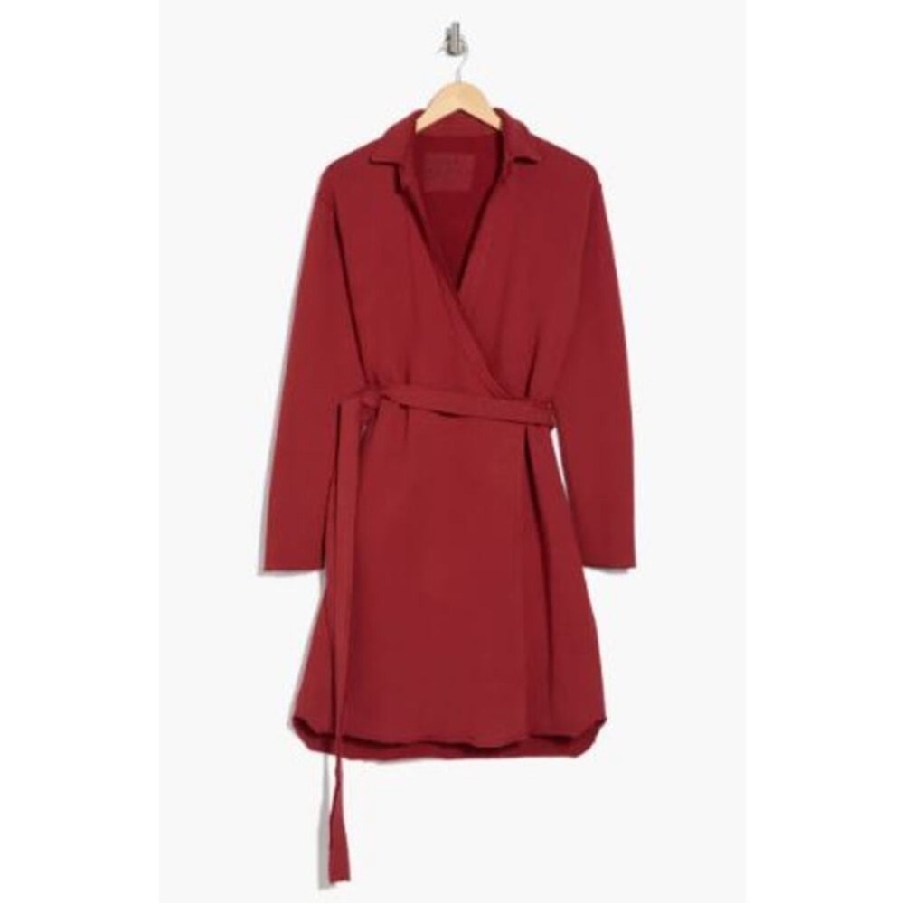 NWT Frank & Eileen Willa Long Sleeve Fleece Wrap Dress in Cranberry Sz L - Picture 2 of 9